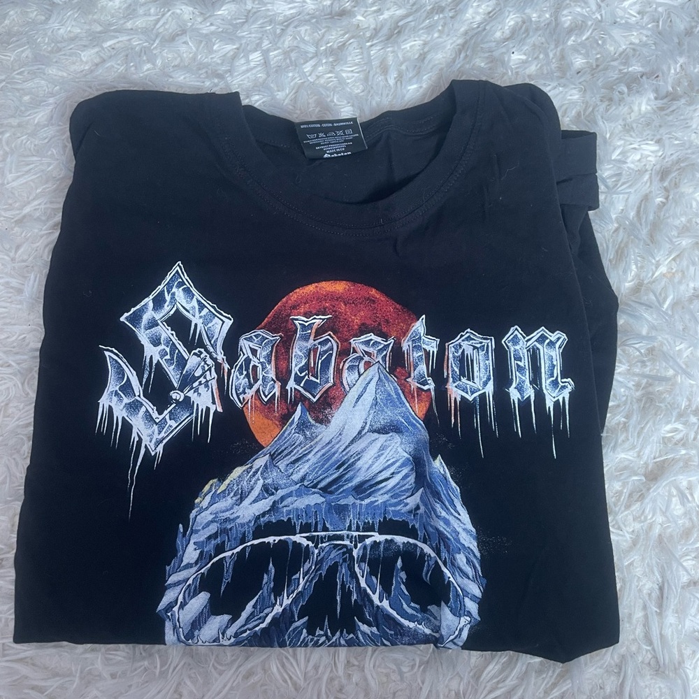 sabaton  Black Short Sleeve Tee with Gothic Design